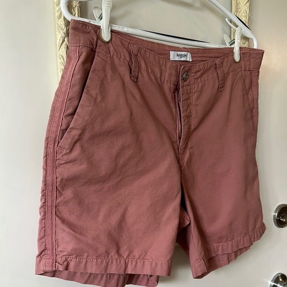 KENSIE | Cotton Rust Pink High Waisted Shorts Zipper Fly - Picture 3 of 9
